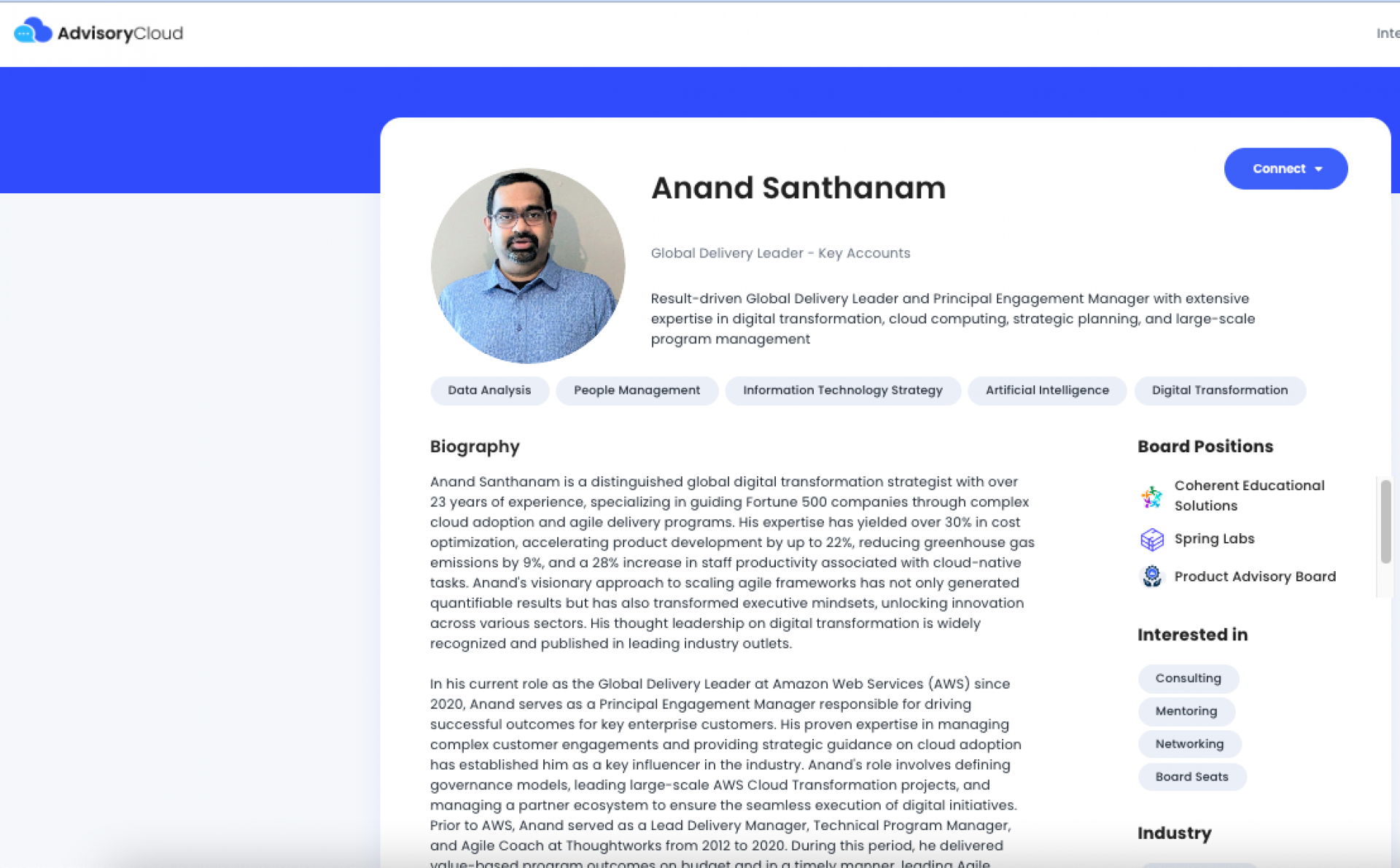 Anand Santhanam - Cloud Transformation Leader of the year